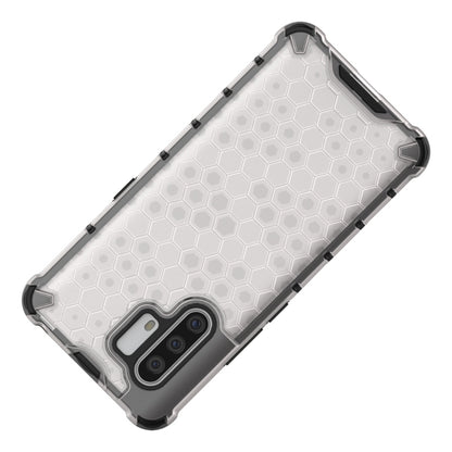 Shockproof honeycomb phone case for VIVO X30 Pro, grey textured back with raised TPU corners