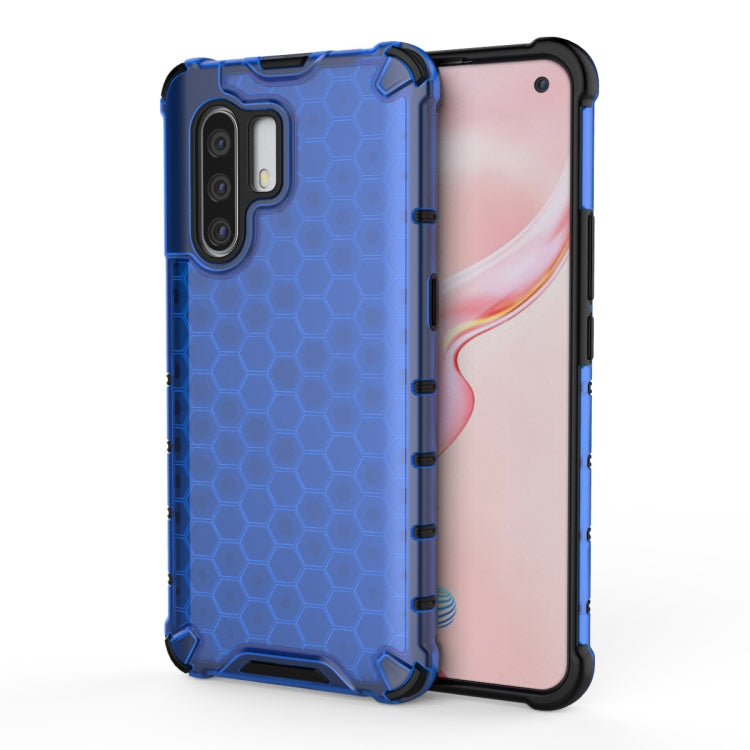 Shockproof honeycomb phone case for VIVO X30 Pro, blue with TPU bumper edges
