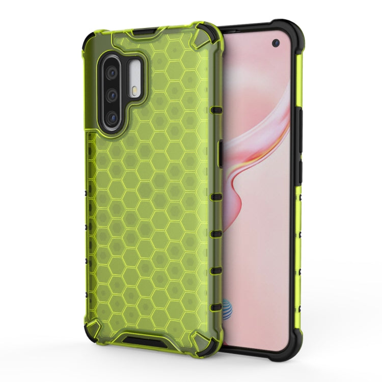 Shockproof honeycomb phone case for VIVO X30 Pro, green with TPU bumper edges