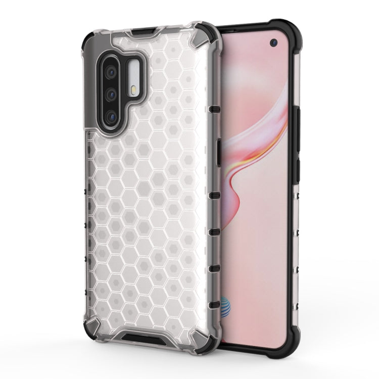 Shockproof honeycomb phone case for VIVO X30 Pro, white with TPU bumper edges