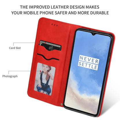 Red folio wallet leather case with card slot and photo window, magnetic flip closure