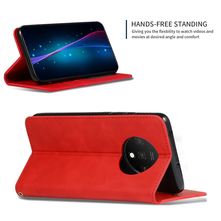 Red magnetic flip leather wallet case with kickstand stand and camera cutout