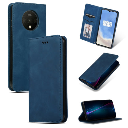 Navy blue magnetic flip leather wallet case with photo window and kickstand