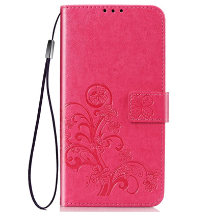 Lucky Clover Pressed Flowers Pattern Leather Case with Holder & Card Slots & Wallet & Hand Strap, For Galaxy A21, For Galaxy A01, For Nokia 2.3