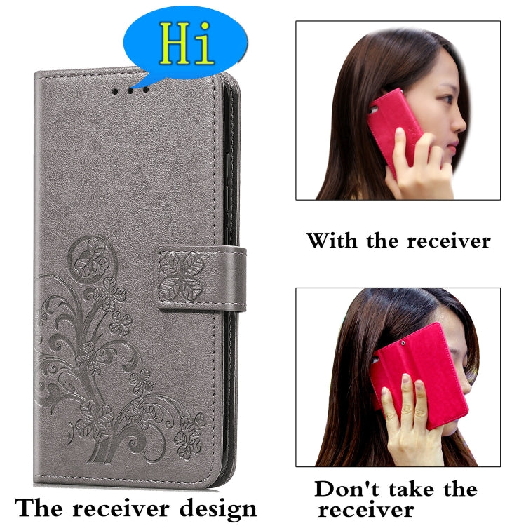 Lucky Clover Pressed Flowers Pattern Leather Case with Holder & Card Slots & Wallet & Hand Strap, For Galaxy A21, For Galaxy A01, For Nokia 2.3