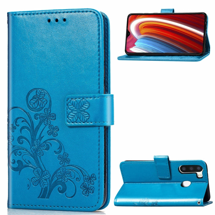 Lucky Clover Pressed Flowers Pattern Leather Case with Holder & Card Slots & Wallet & Hand Strap, For Galaxy A21, For Galaxy A01, For Nokia 2.3