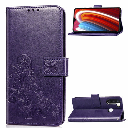 Lucky Clover Pressed Flowers Pattern Leather Case with Holder & Card Slots & Wallet & Hand Strap, For Galaxy A21, For Galaxy A01, For Nokia 2.3
