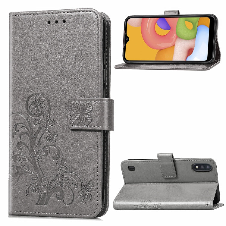 Lucky Clover Pressed Flowers Pattern Leather Case with Holder & Card Slots & Wallet & Hand Strap, For Galaxy A21, For Galaxy A01, For Nokia 2.3