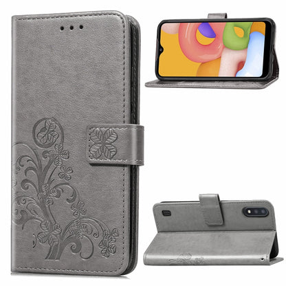 Lucky Clover Pressed Flowers Pattern Leather Case with Holder & Card Slots & Wallet & Hand Strap, For Galaxy A21, For Galaxy A01, For Nokia 2.3