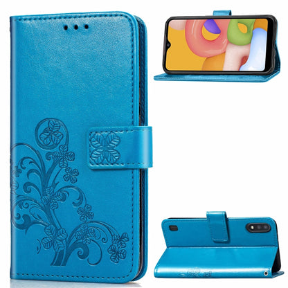 Lucky Clover Pressed Flowers Pattern Leather Case with Holder & Card Slots & Wallet & Hand Strap, For Galaxy A21, For Galaxy A01, For Nokia 2.3