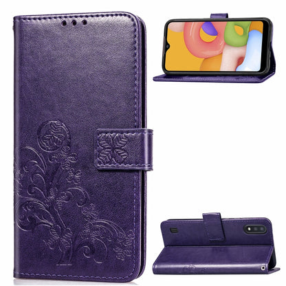 Lucky Clover Pressed Flowers Pattern Leather Case with Holder & Card Slots & Wallet & Hand Strap, For Galaxy A21, For Galaxy A01, For Nokia 2.3