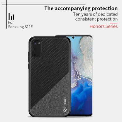 Black shockproof phone case with textured finish, covers corners, phone screen visible