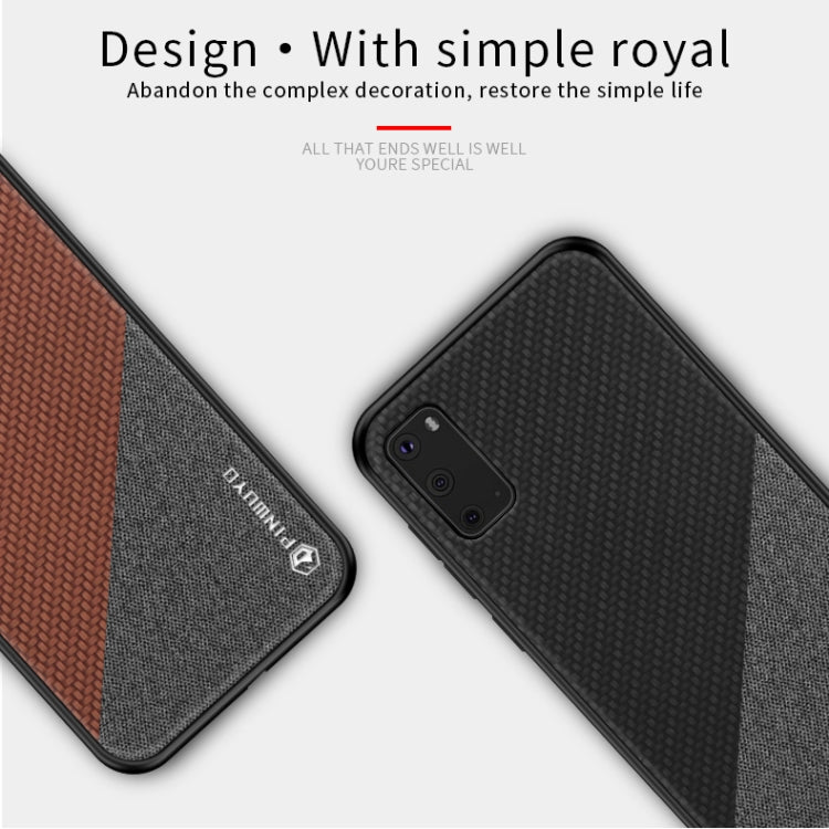 Textured shockproof phone case in black and dark orange with diagonal design