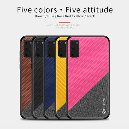 Shockproof phone case colors display: brown, blue, red, yellow, and black with pattern