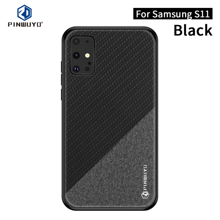 PINWUYO phone case with black and dark gray diagonal texture, cutouts for camera and ports.