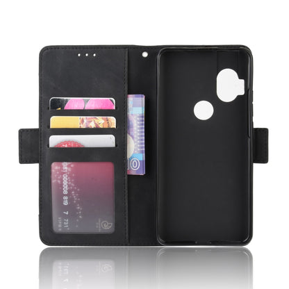 Black leather-look wallet case open view with card slots and phone shell