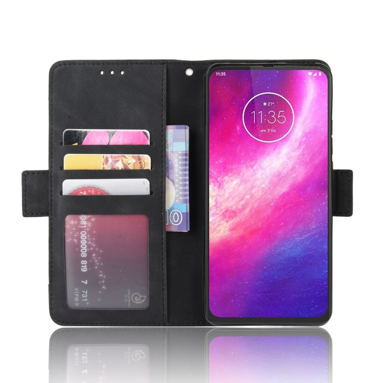 Black leather-look wallet case open view with card slots and front cover