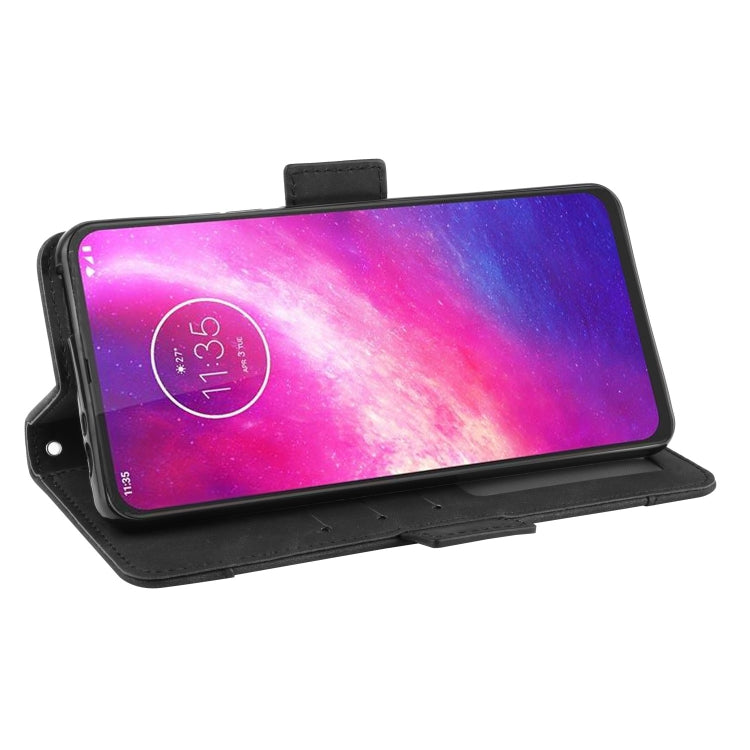 Black leather-look wallet case with front cover folded into viewing stand