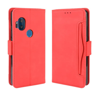 Leather wallet phone case for Motorola One Hyper with card slots, red foldover cover