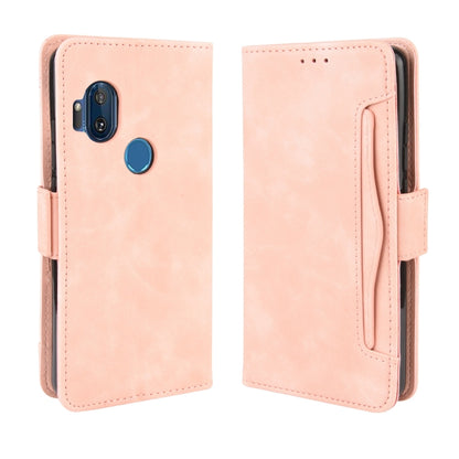 Leather wallet phone case for Motorola One Hyper with card slots, pink foldover cover