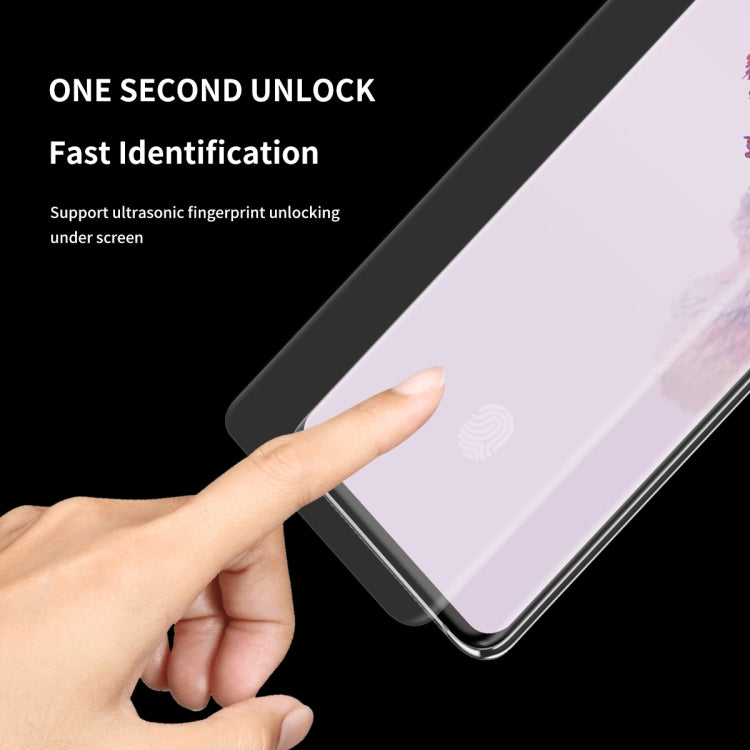 Curved PET screen protector film with cutout area at top edge