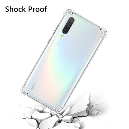 Clear shockproof TPU phone case with raised corners and flexible bumper frame