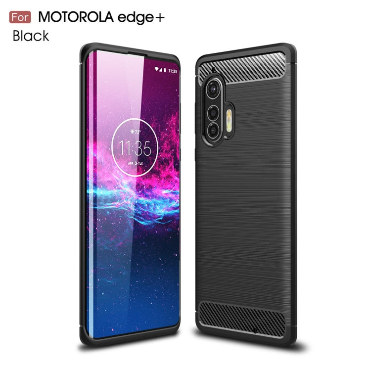 For Motorola Moto Edge Plus 2020 Brushed Texture Carbon Fiber TPU Case, For Motorola Moto Edge Plus 2020