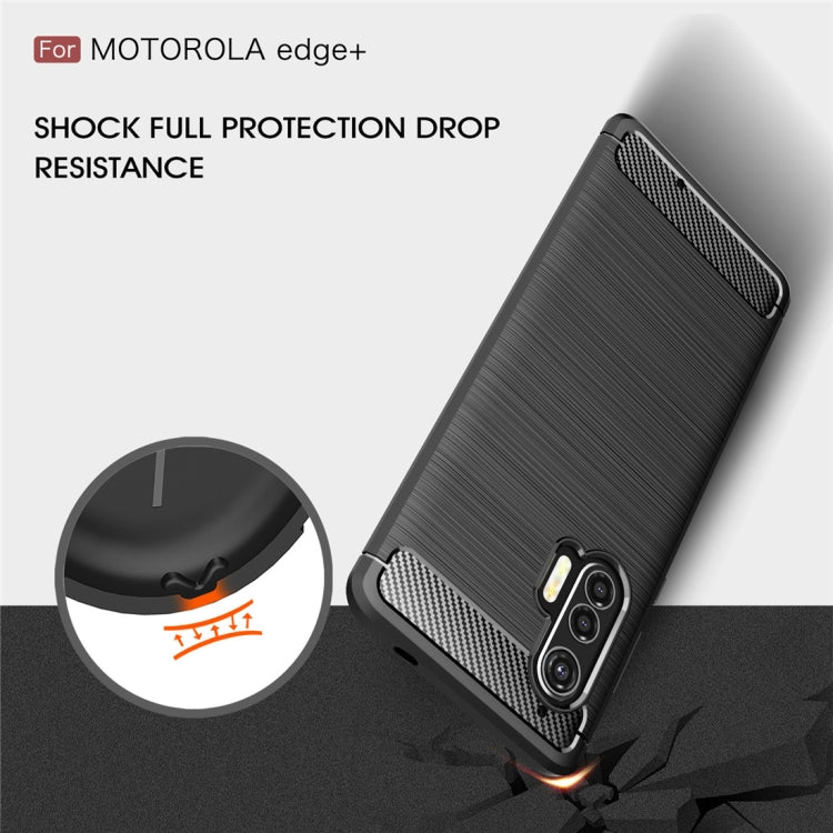 For Motorola Moto Edge Plus 2020 Brushed Texture Carbon Fiber TPU Case, For Motorola Moto Edge Plus 2020