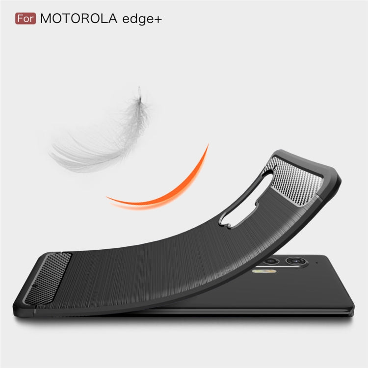 For Motorola Moto Edge Plus 2020 Brushed Texture Carbon Fiber TPU Case, For Motorola Moto Edge Plus 2020