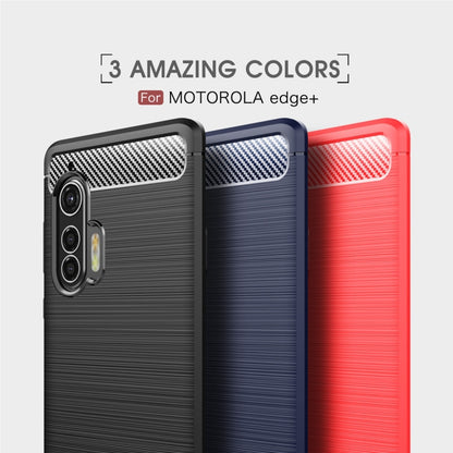 For Motorola Moto Edge Plus 2020 Brushed Texture Carbon Fiber TPU Case, For Motorola Moto Edge Plus 2020