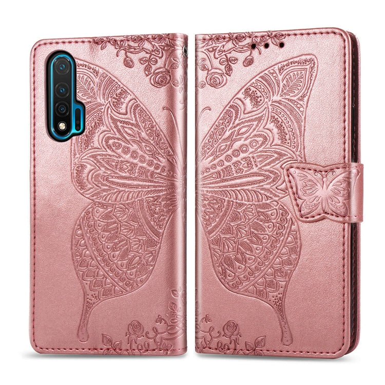 Rose embossed butterfly flip leather phone case with magnetic strap closure