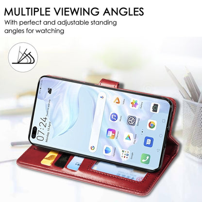 Red leather phone case with stand and card slot for Huawei P40 Pro