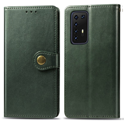 Green leather buckle phone case with lanyard and wallet for Huawei P40 Pro