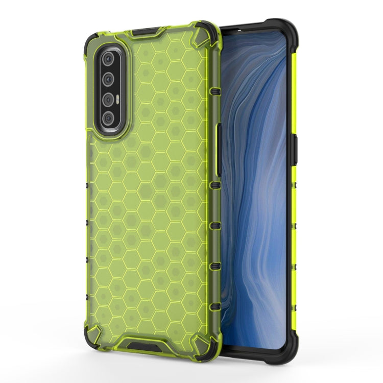 Shockproof honeycomb phone case with TPU edges, green, for OPPO Reno 3 Pro