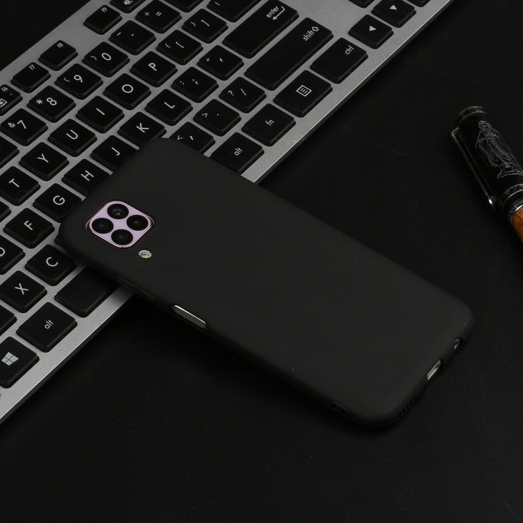Black matte TPU phone case with camera cutout and side button openings