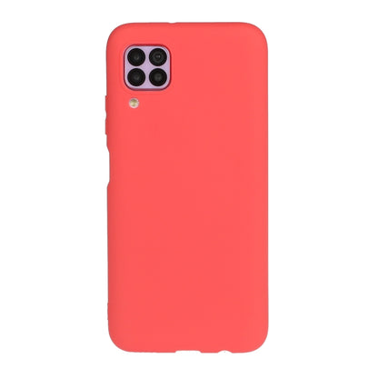 Red frosted TPU phone case with camera cutouts and slim protective fit