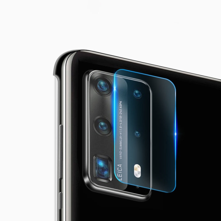 Rear camera lens tempered glass film, close-up on lens cutout with blue border