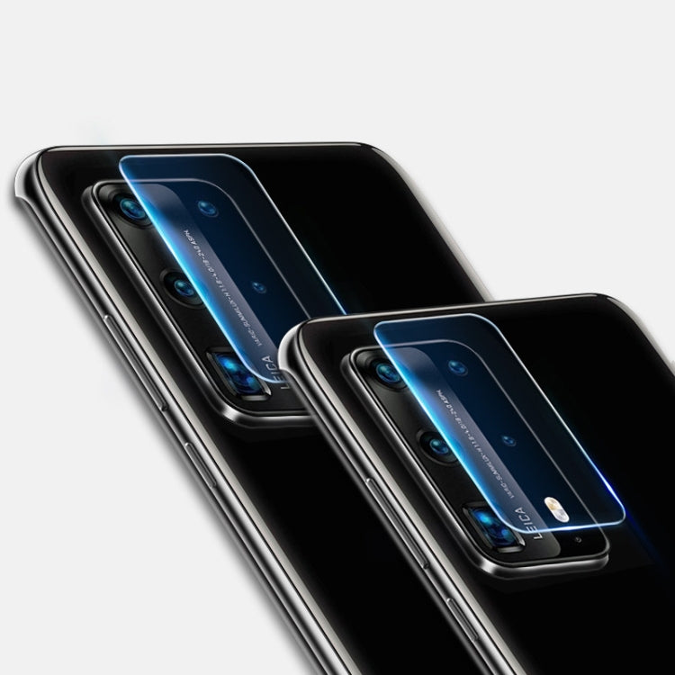 Two rear camera lens tempered glass films shown on phone cameras, blue border