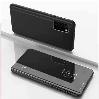 Huawei P40 flip leather case with mirror front and card holder, black finish