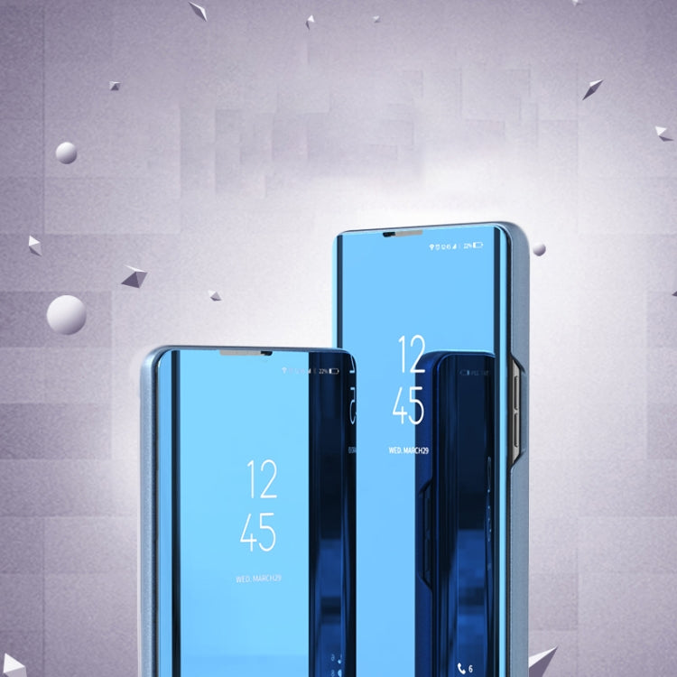 Huawei P40 flip leather case with mirror front and card holder, shown open
