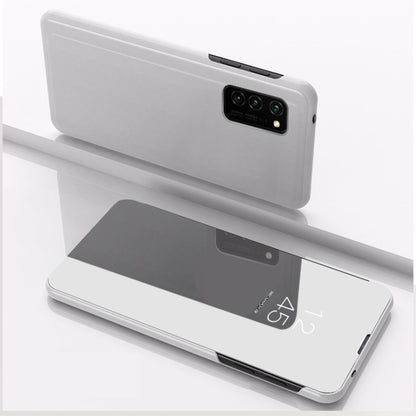 Huawei P40 flip leather case with mirror front and card holder, silver