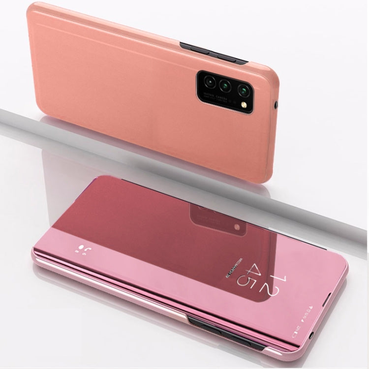 Huawei P40 flip leather case with mirror front and card holder, rose pink