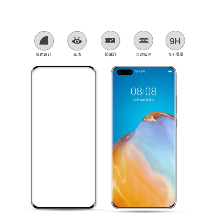 Huawei P40 Pro 3D curved tempered glass screen protector, clear front panel with cutouts