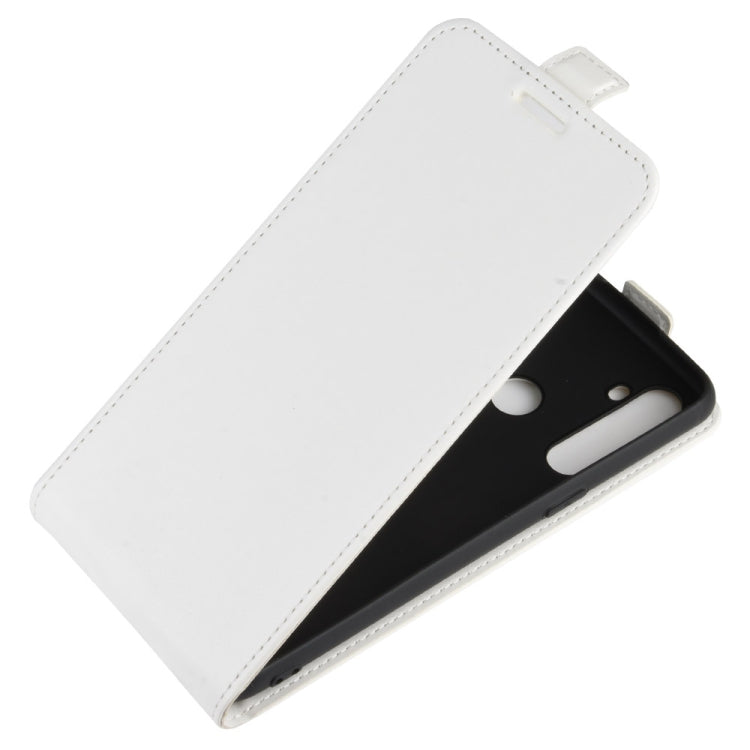 White flip phone case with folio cover, showing inner card slot and cutout