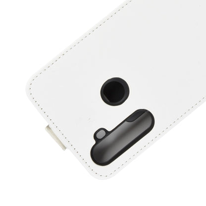 White PU leather flip case with camera lens and button cutouts on front cover