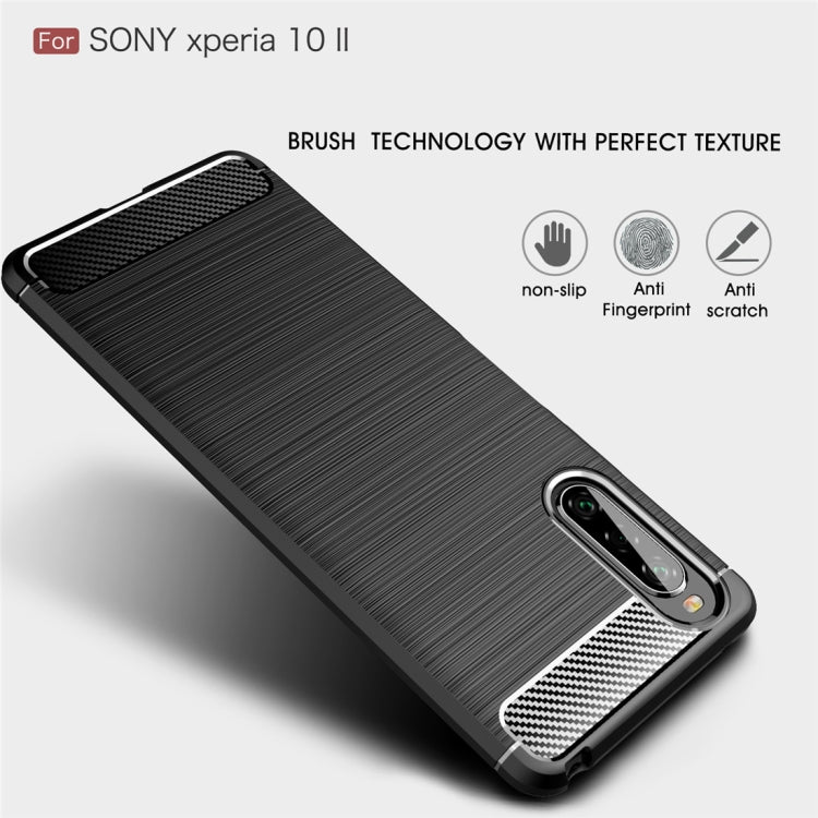 For Sony Xperia 10 II Brushed Texture Carbon Fiber TPU Case