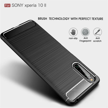 For Sony Xperia 10 II Brushed Texture Carbon Fiber TPU Case