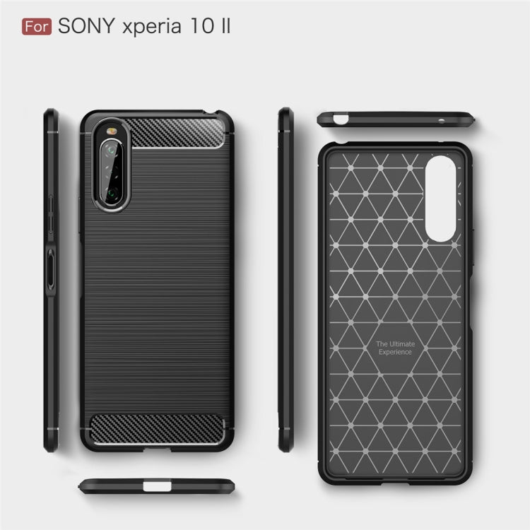 For Sony Xperia 10 II Brushed Texture Carbon Fiber TPU Case