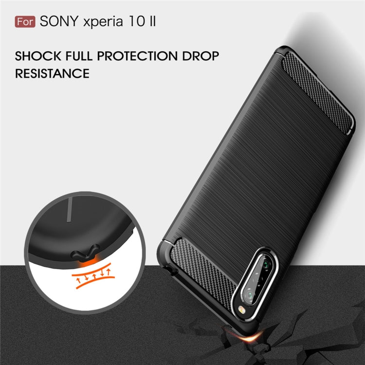 For Sony Xperia 10 II Brushed Texture Carbon Fiber TPU Case