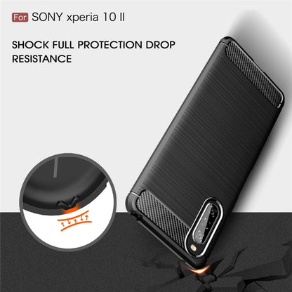 For Sony Xperia 10 II Brushed Texture Carbon Fiber TPU Case